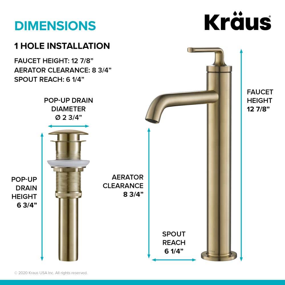 Ramus Vessel Chrome Single Handle Bathroom Faucet with Pop-Up Drain