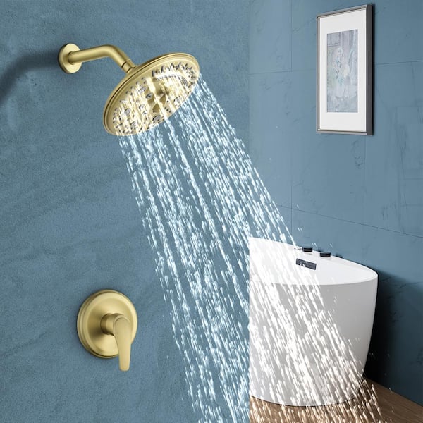 Single-Handle 6-Spray Shower Faucet in Brushed Gold (Valve Included)