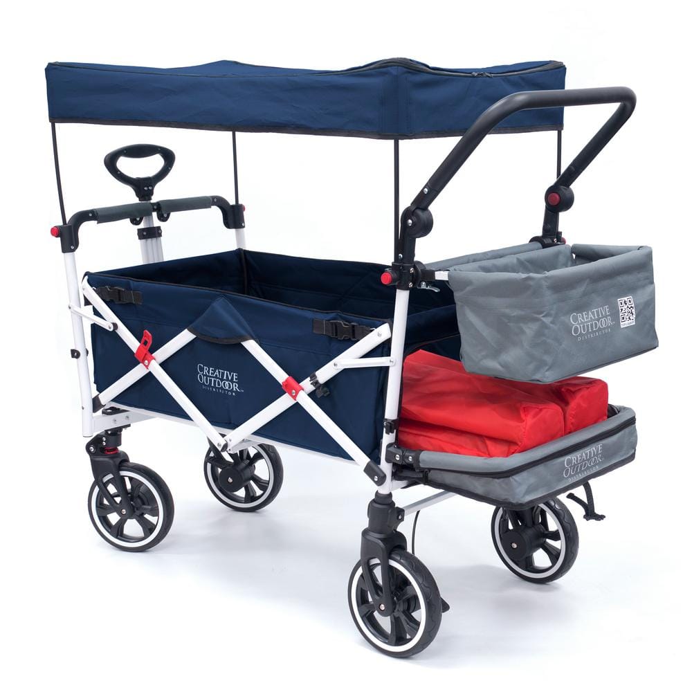 3.4 cu.ft. Metal Folding Garden Cart Titanium Series in Navy Blue