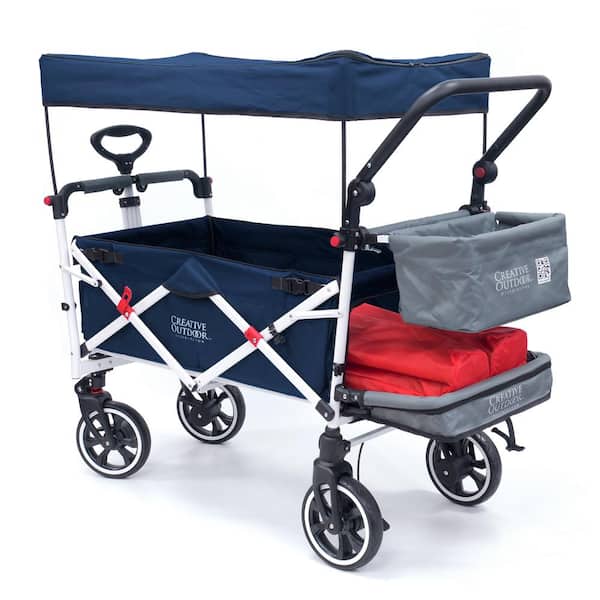 Unbranded 3.4 cu.ft. Metal Folding Garden Cart Titanium Series in Navy Blue