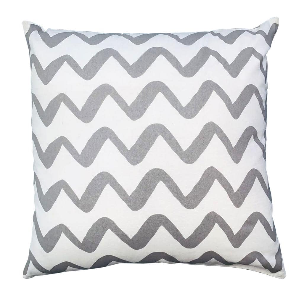 THE URBAN PORT Gray and White Modern Square Simple Chevron Pattern ...