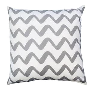 Gray and White Modern Square Simple Chevron Pattern Cotton Accent Throw Pillow (Set of 2)