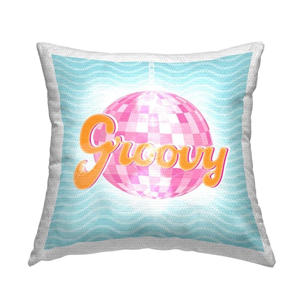 Stupell Industries Groovy Disco Ball Retro Patterned Blue Square Outdoor Throw Pillow