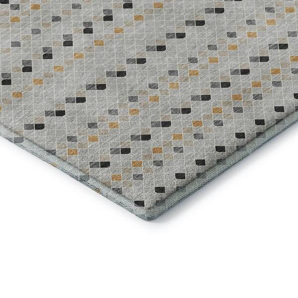 Mayfield Premium Machine Washable Abstract AMF1408 Silver 3 ft. x 5 ft. Area Rug
