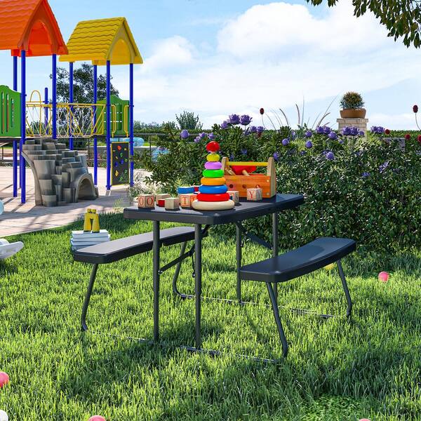 DEXTRUS 21.26'' H Kid's Black Folding Outdoor Picnic Table DEXTRUS 21.26'' H Kid's Black Folding Outdoor Picnic Table