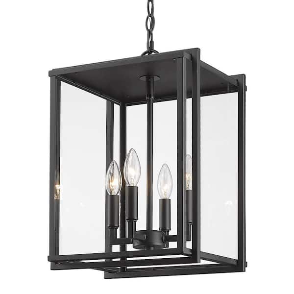 Golden Lighting Tribeca 0.75 in 4-lights Natural Black (UV) Clear Glass Outdoor Pendant