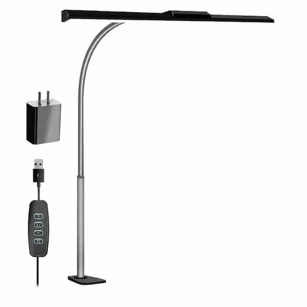 LED Clip-On Desk Lamp with Clamp, 3 Color Modes 10-Level Dimming, 16.3 in Wide Bar, 10W Task Light