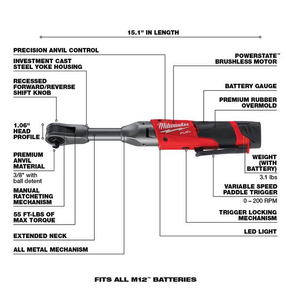 Milwaukee M12 FUEL 12V Lithium-Ion Brushless Cordless 3/8 in 