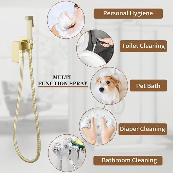 HOMEMYSTIQUE Wall Mount Handheld Bidet Faucet with Single-Handle