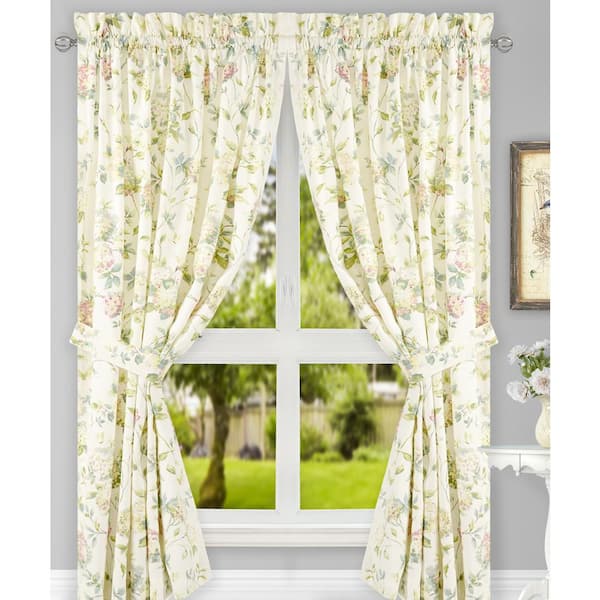 null Multi Floral Rod Pocket Room Darkening Curtain - 45 in. W x 63 in. L (Set of 2)