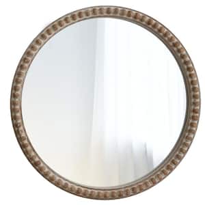 30 in. W x 30 in. H Distressed Brown Round Wood Frame Accent Mirror