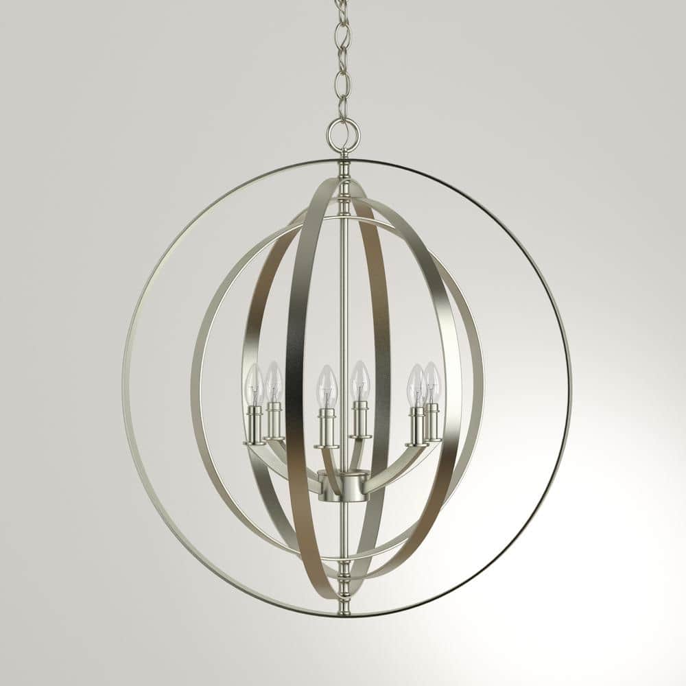 Equinox 6-Light Burnished Silver Steel Chandelier Pendant