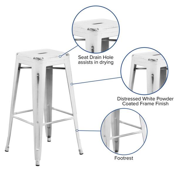 Distressed White Bar Stool Etbt350330wh, Clear Bumpers For Bar Stools With Backsplash