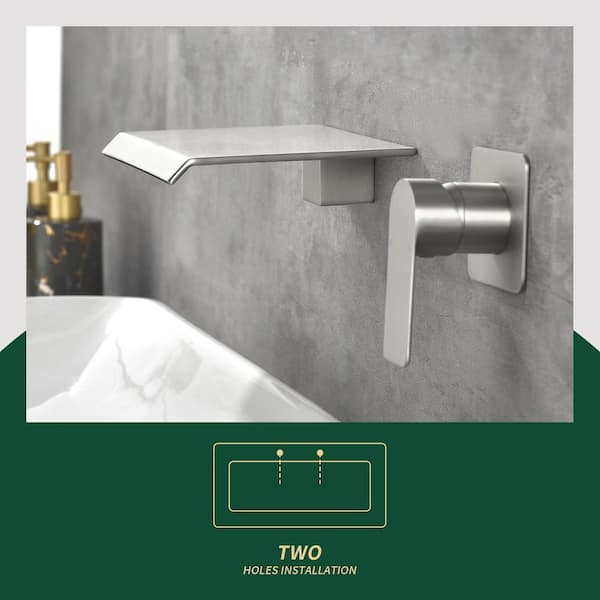 Single-Handle Rectangular Wall Mounted Bathroom Faucet or Bathtub in Nickel