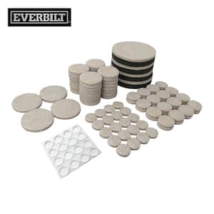 Assorted Self-Adhesive Round Furniture Sliders, Felt Pads for Hard Floors and Surface Bumpers Value Pack (108-Piece)