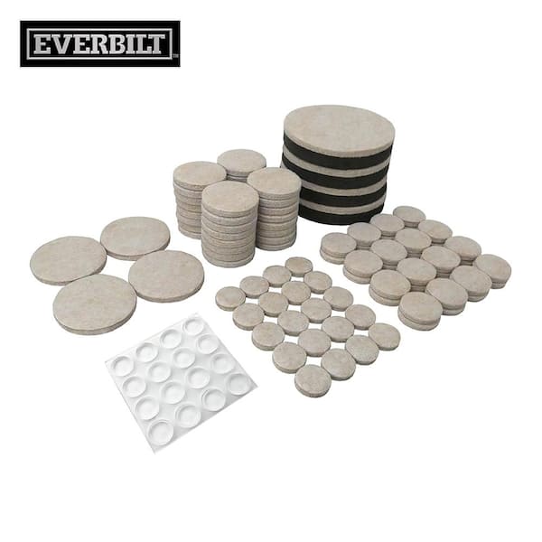 Everbilt Assorted Beige Self Adhesive Round Furniture Sliders, Furniture Pads for Hard Floors & Surface Bumpers Value Pack 108 Pc