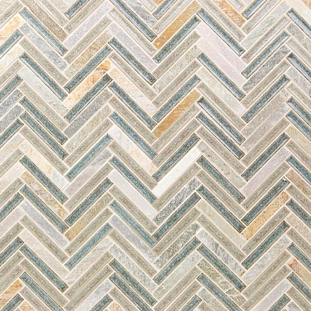 Roman 10'' x 11'' Marble Herringbone Mosaic Wall Tile