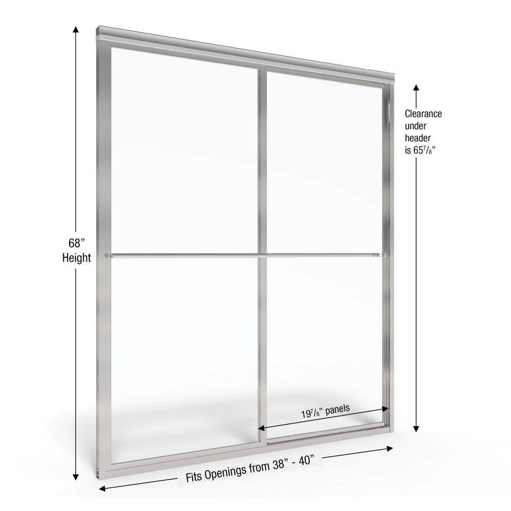 Deluxe Brushed Nickel Framed Sliding Shower Door with Obscure Glass