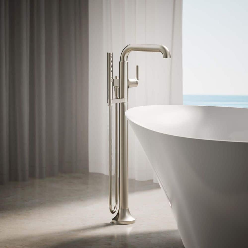 Tone Brushed Nickel Freestanding Tub Faucet with Hand Shower