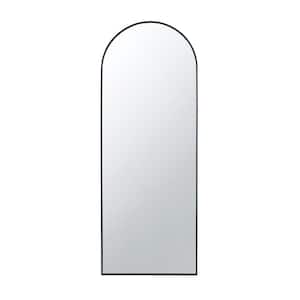 Black 28 in. x 1 in. x 74 in. Rounded Arch Silhouette Full Length Mirror, Black Iron Frame