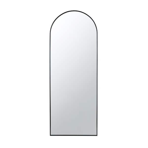 Unbranded Black 28 in. x 1 in. x 74 in. Rounded Arch Silhouette Full Length Mirror, Black Iron Frame