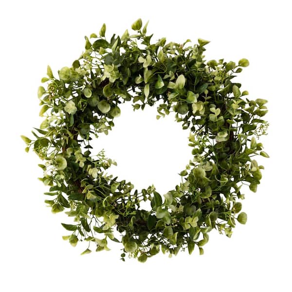 SULLIVANS 20 in. Artificial Eucalyptus and Mint Leaf Wreath EMWR - The ...