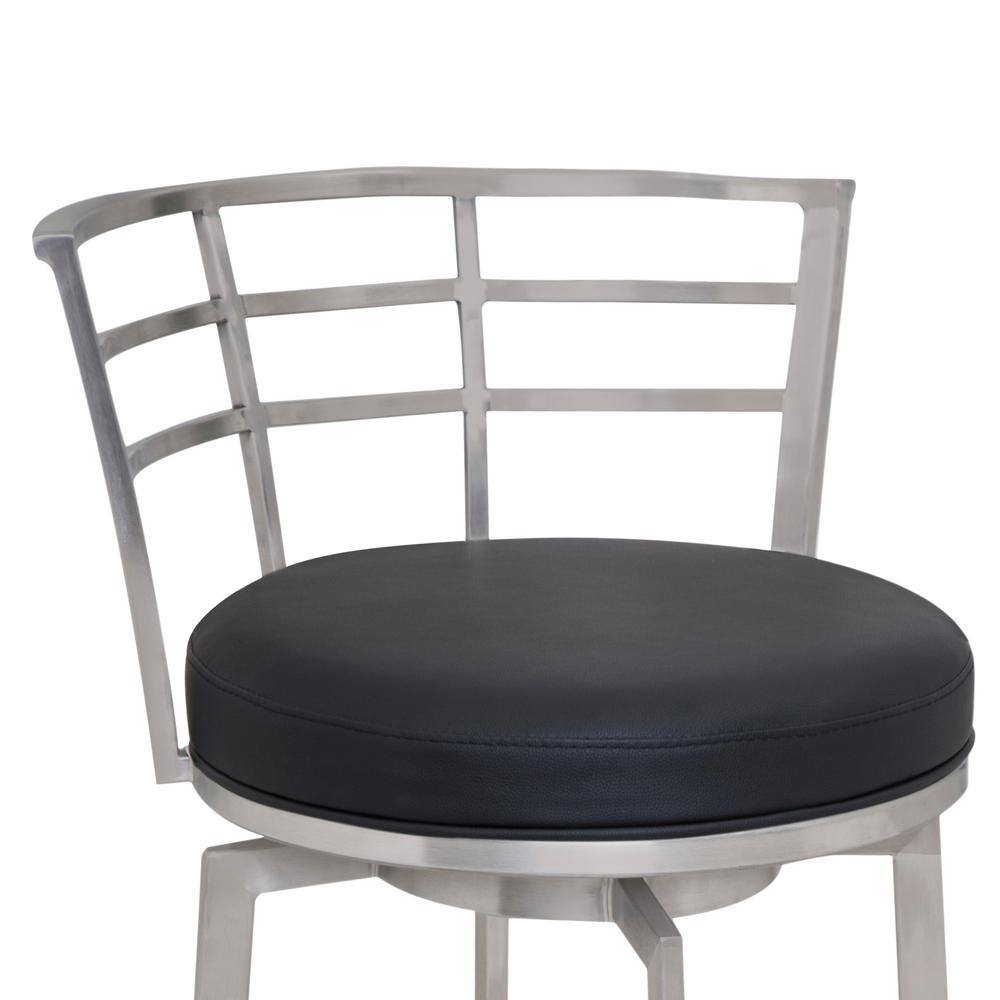Sleek Modern 20" Black Leather Swivel Counter Stool