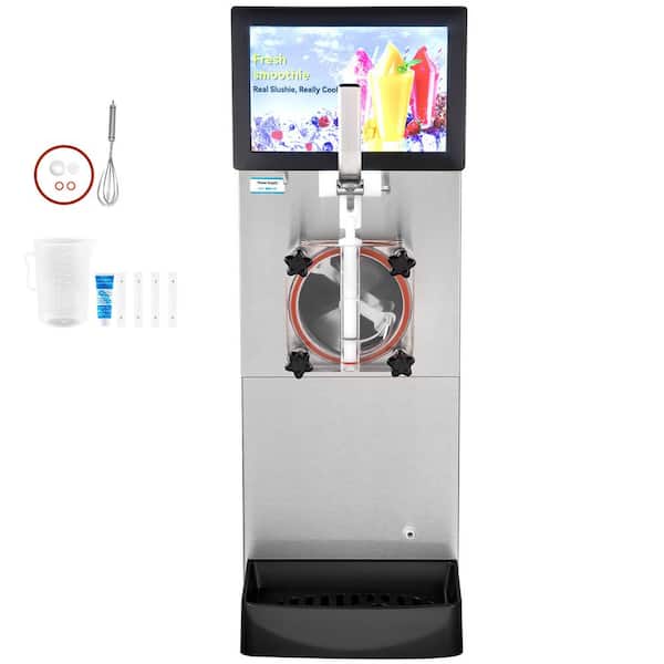 Commercial Slushy Machine 270 oz. Silver Snow Cone Machine Single Bowl, 1050 W Stainless Steel Margarita Maker