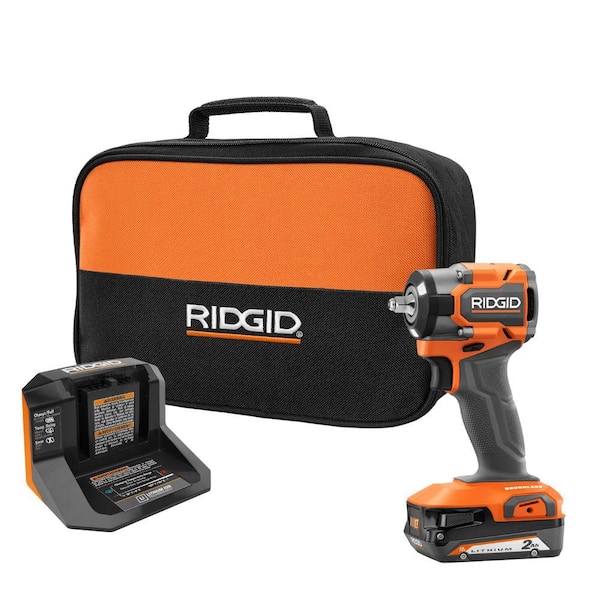 RIDGID 18V SubCompact Brushless Cordless 3/8 in. Impact Wrench Kit with 2.0 Ah Battery, Charger, and Bag