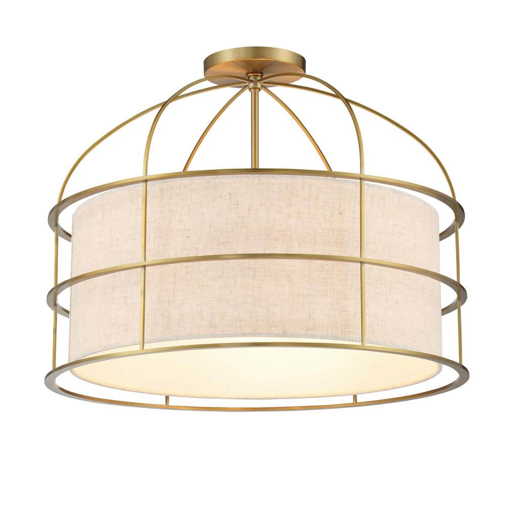 Soft Brass 5-Light Indoor/Outdoor Drum Pendant