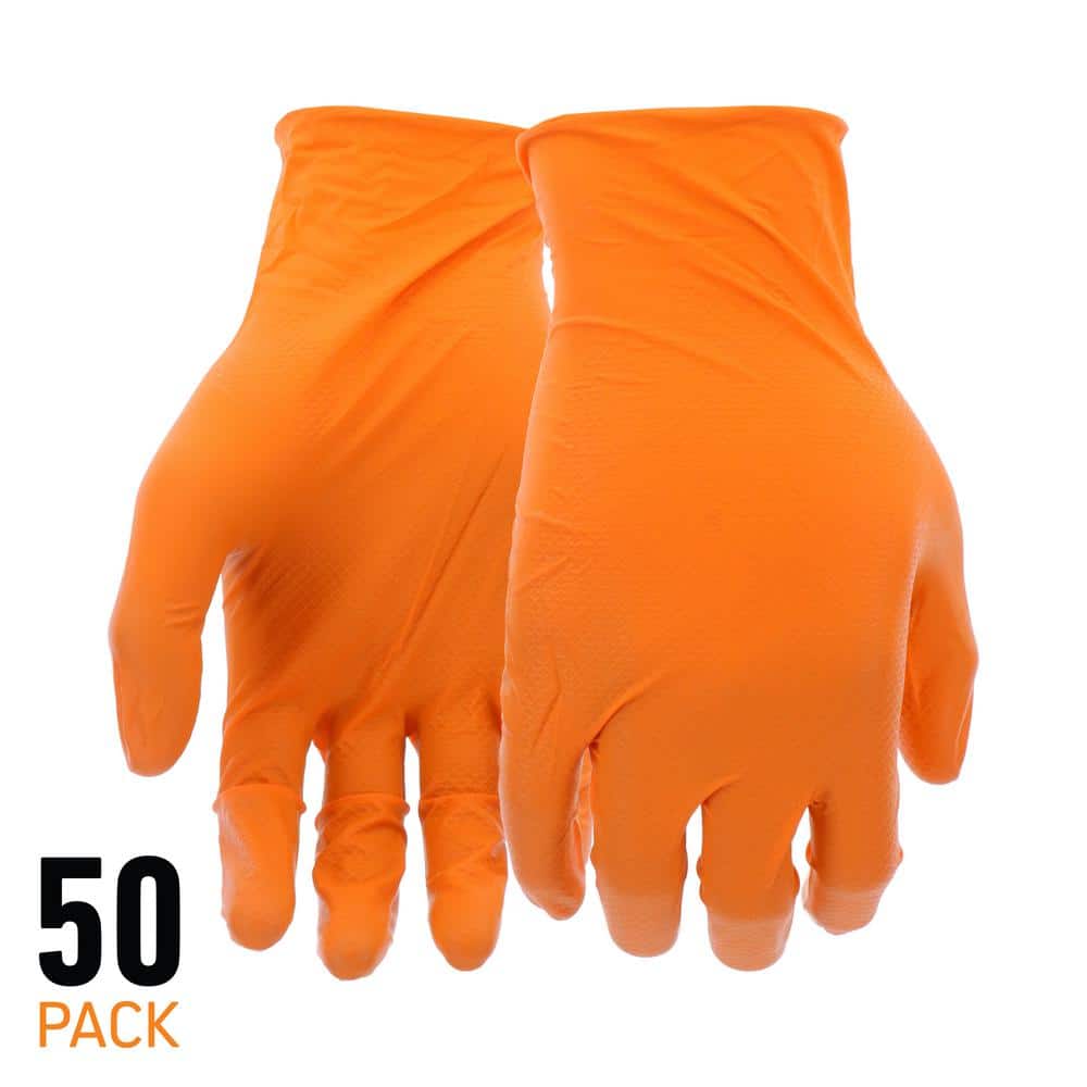 GRIPPAZ Large Orange 6 mil Thick 100% Nitrile Disposable