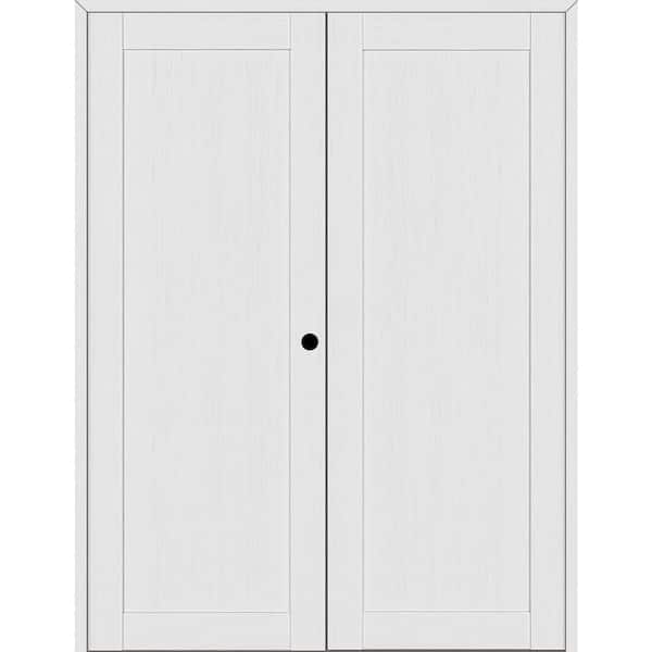 Belldinni 1-Panel Shaker 48 in. x 80 in. Left Active Bianco Noble Wood Composite Double Prehung Interior Door