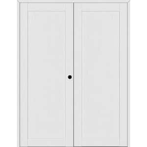 1-Panel Shaker 72 in. x 96 in. Left Active Bianco Noble Wood Composite Double Prehung Interior Door