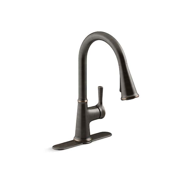 KOHLER Tyne Single-Handle Pull-Down Sprayer Kitchen Faucet in Oil-Rubbed Bronze