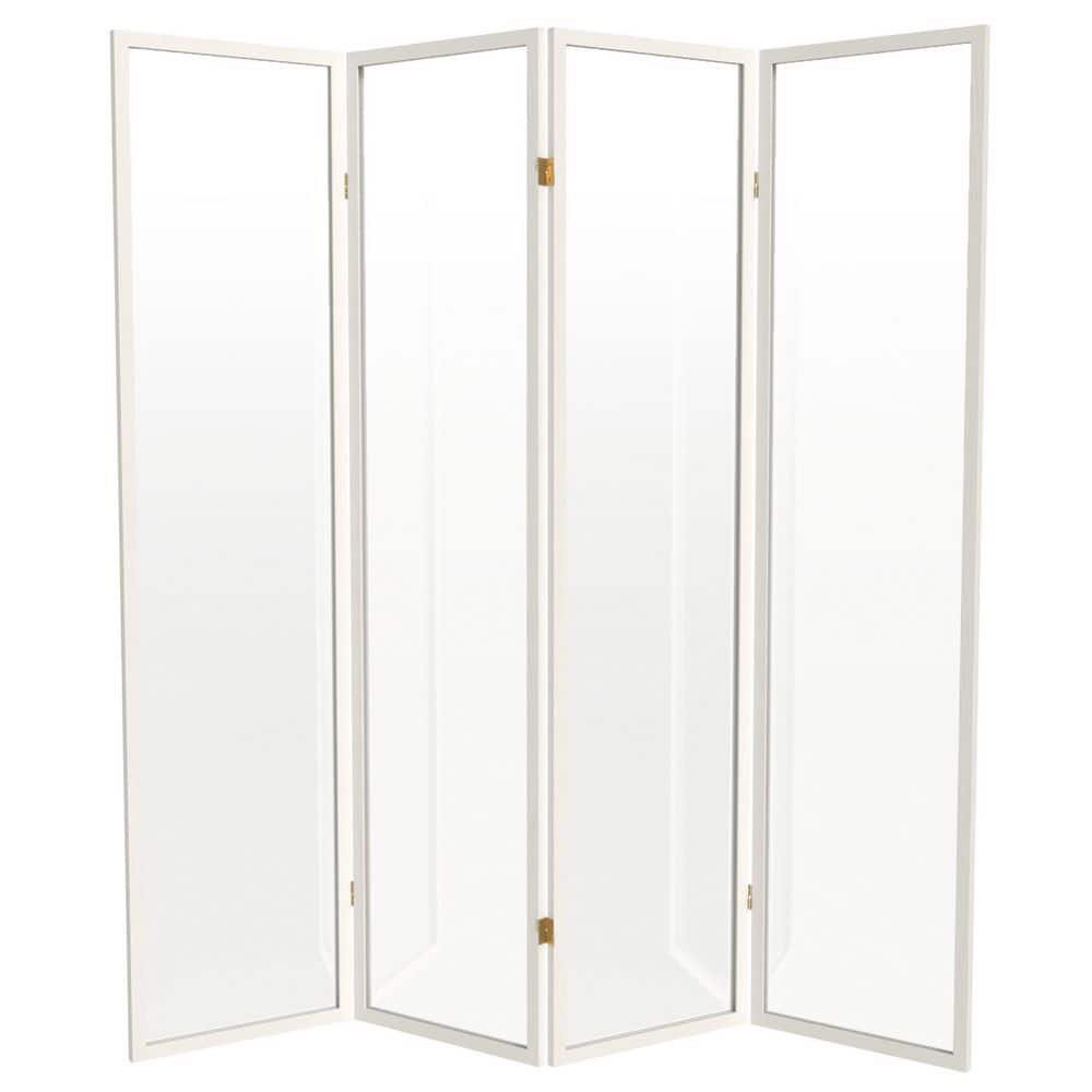 Red Lantern 6 ft. Tall Clear Plastic Partition White 4 Panel