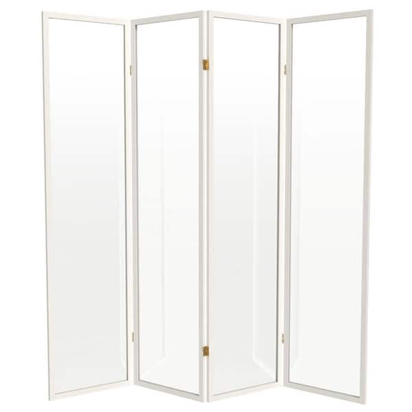 RED LANTERN 6 ft. Tall Clear Plastic Partition White 6 Panel
