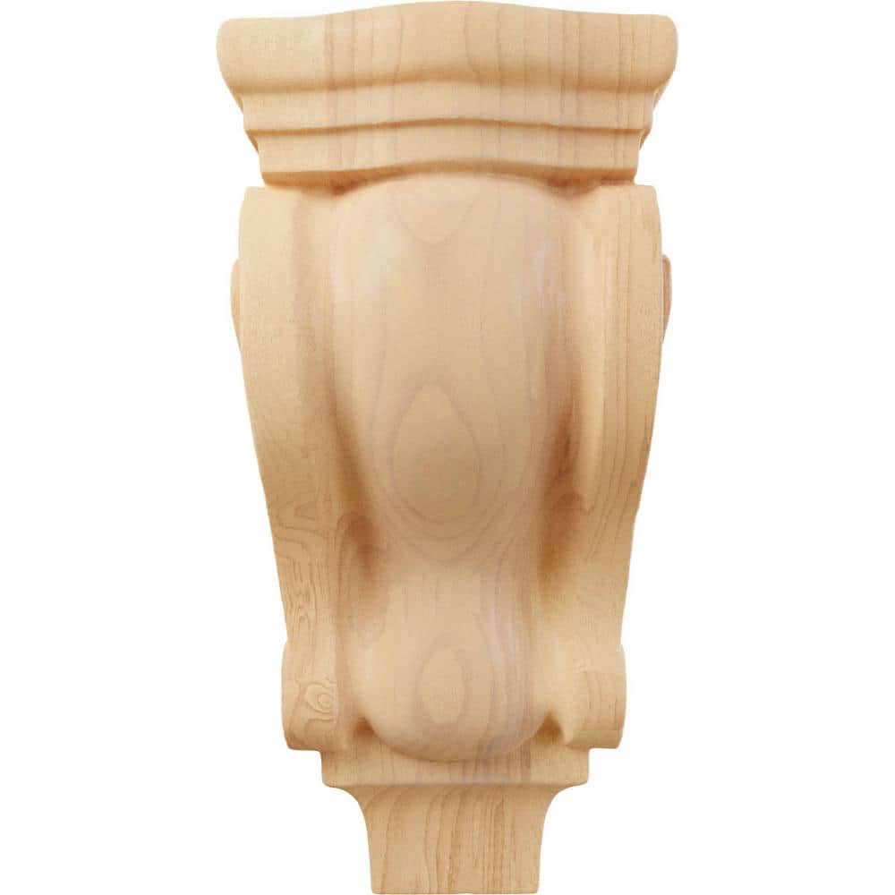 Small Hand-Carved Red Oak Traditional Wood Corbel