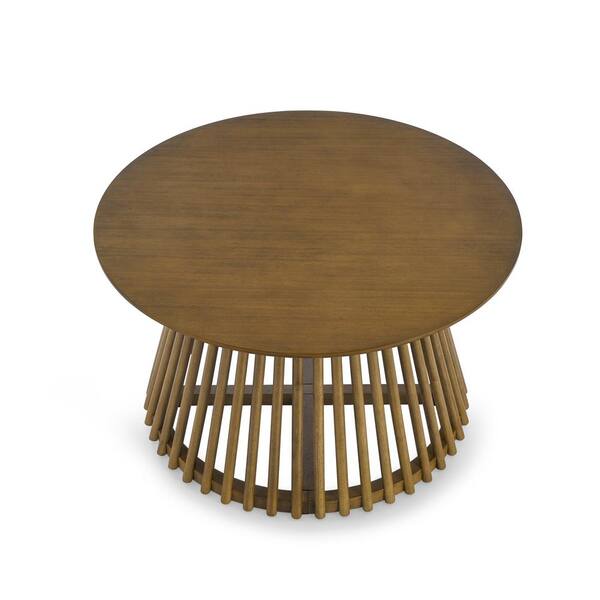Sudzendf Brown Wood Round Outdoor Side Table 1-Piece