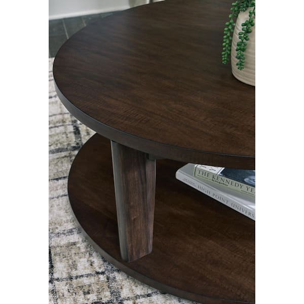 Signature Design By Ashley Korestone 2 42 in. Brown Round Wood