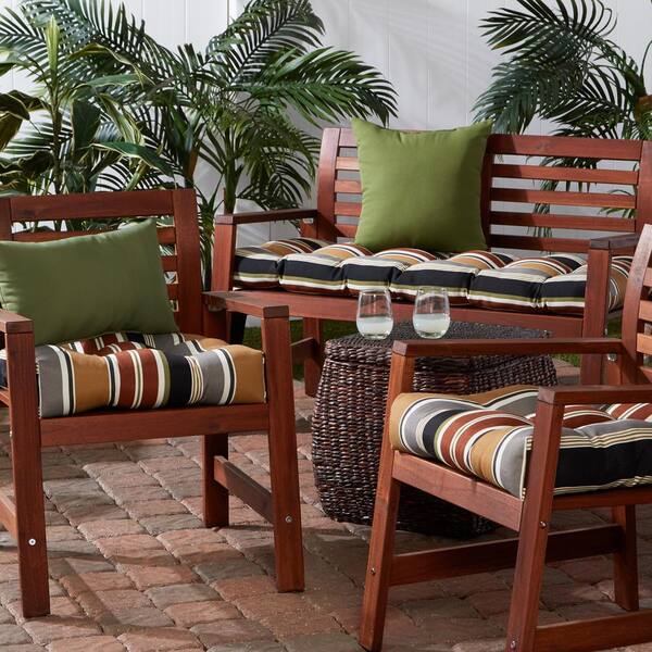 Brick Stripe 20 in 2-Pack x 20 in Tufted Square Outdoor Seat Cushion