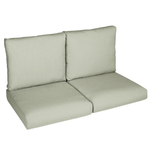 SORRA HOME 23 in. x 23.5 in. x 5 in. (4-Piece) Deep Seating Outdoor Loveseat Cushion in Sunbrella Revive Stem