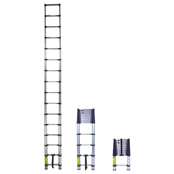 Unbranded 15.5 ft. Telescoping Aluminum Extension Ladder with 250 lbs. Load Capacity Type I Duty Rating