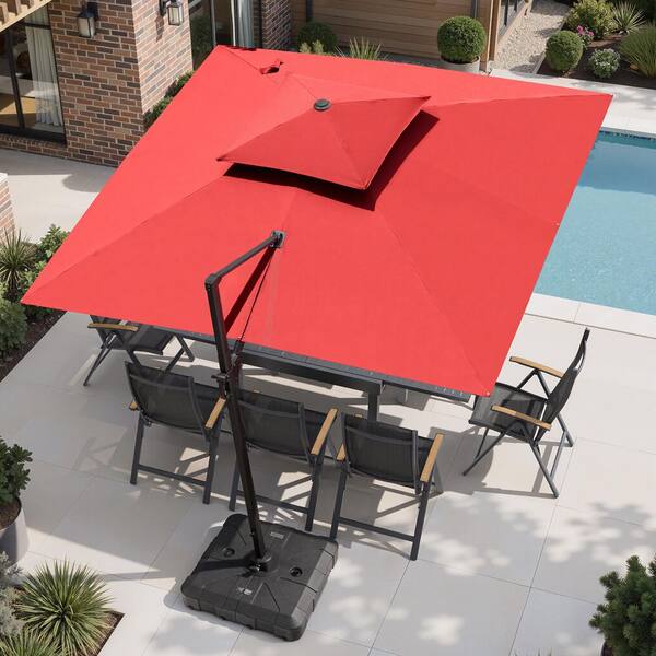 11 foot rectangular patio umbrella in red Treasure Garden ® ft Octagonal Outdoor (High-Perform smoothly extend the canopy using the crank Rectangular Patio Umbrella Metal 15x9ft