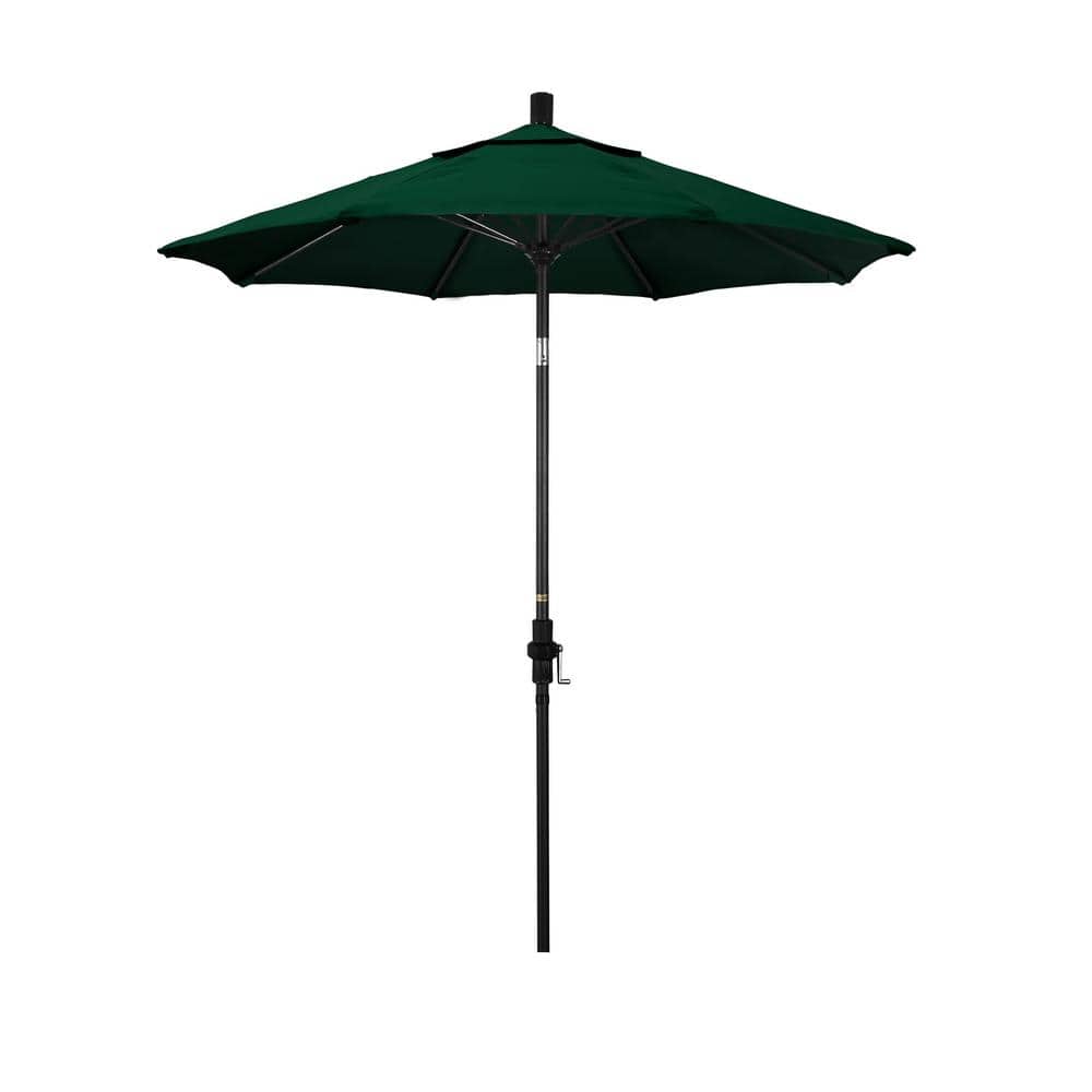 7.5 ft. Matted Black Aluminum Market Patio Umbrella Fiberglass Ribs and Collar Tilt in Forest Green Sunbrella price history on PriceWatchPro