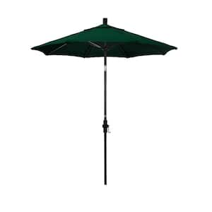 7.5 ft. Matted Black Aluminum Market Patio Umbrella Fiberglass Ribs and Collar Tilt in Forest Green Sunbrella