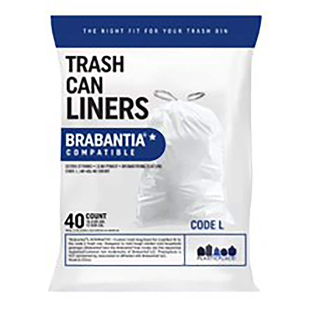 Plasticplace Trash Bags simplehuman (x) Code J Compatible White Drawstring  Garbage Liners 10-10.5 Gallon / 38-40 Liter 21 x 28, 50 Count (Pack of 1)