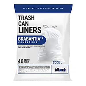 10.6 Gal. to 12 Gal. 21.03 in. x 32.5 in. White Drawstring Trash Bags Brabantia Code L Compatible (40-Count)
