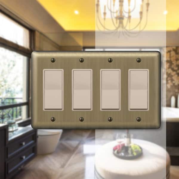 Brass 4-Gang Decorator/Rocker Wall Plate (1-Pack)