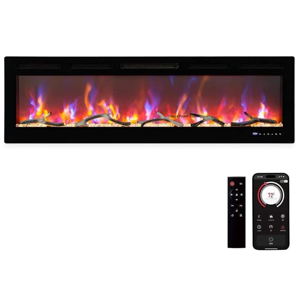 "50"" WiFi Electric Fireplace, Recessed/Wall Mounted, Alexa Compatible, 750/1500W, 3D Flame" price history on PriceWatchPro