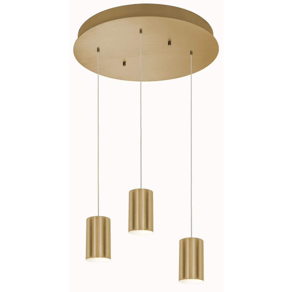 Satin Brass 18" Round Glass Pendant Light with LED